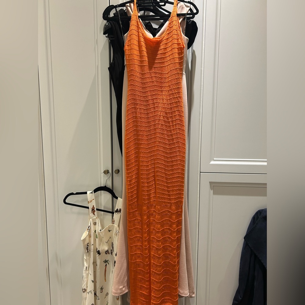 Pink diamond maxi dress, orange size small